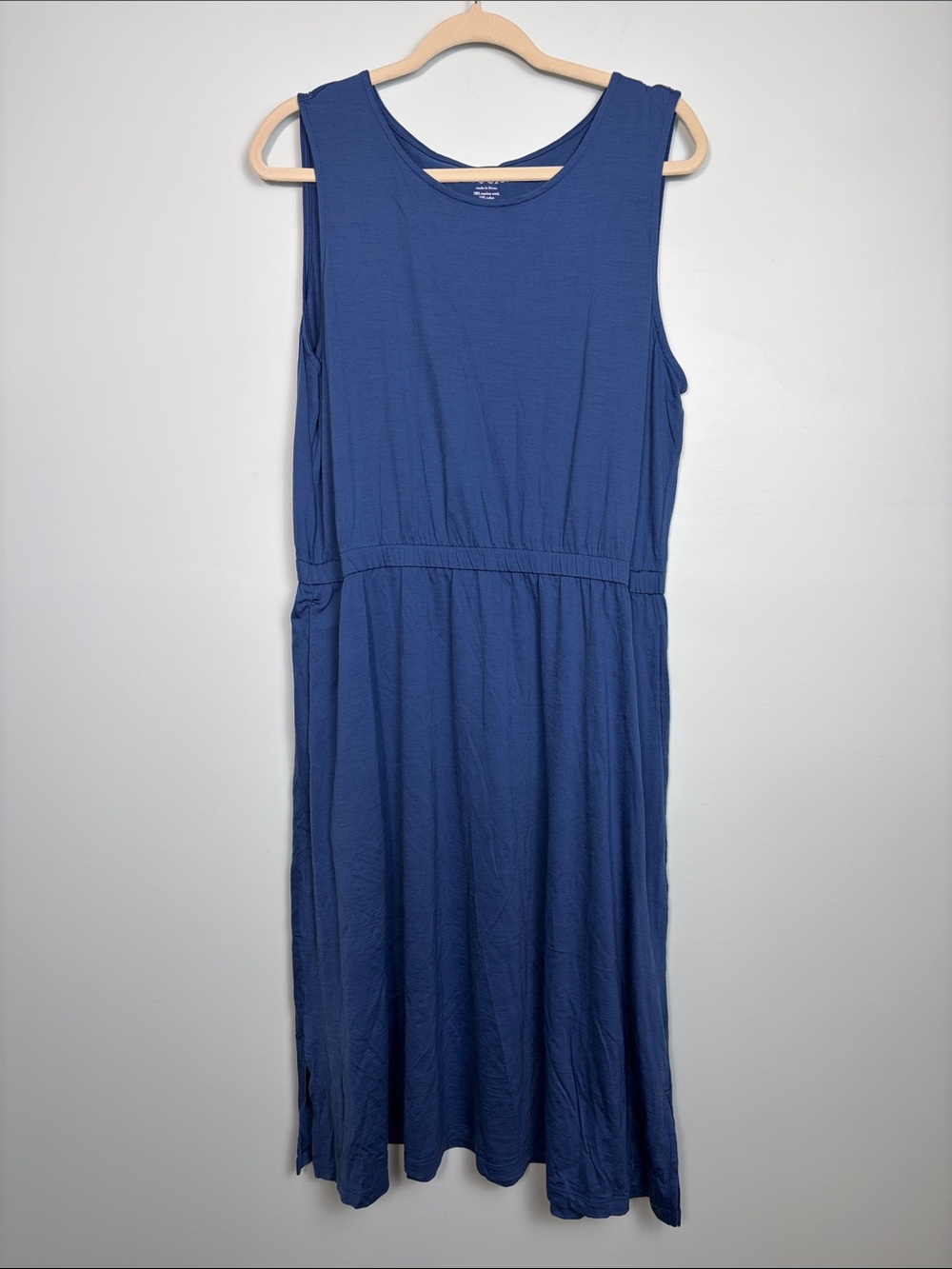 Wool& Sofia Merino Wool Sleeveless Blue MIDI Tank Dress Women’s XL Jersey